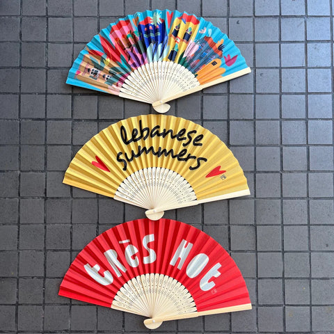 Bamboo Hand Fan Beirut Bloom